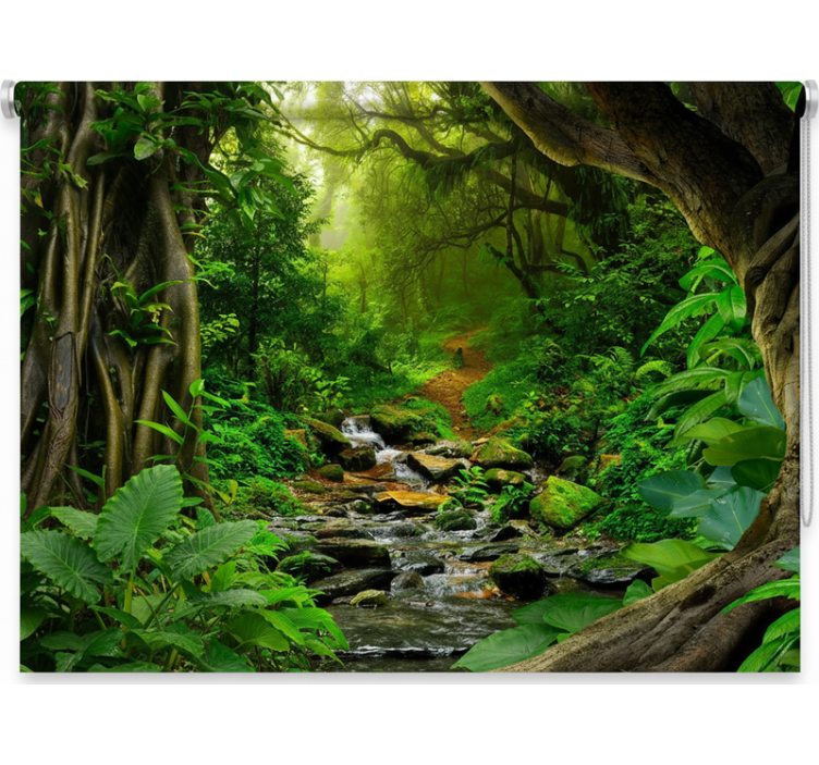Cortina roller árboles oasis del bosque tropical - TenVinilo
