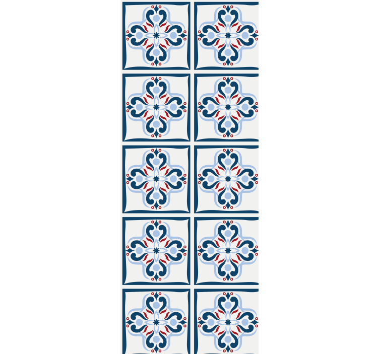 Cortina roller cocina azulejo portugués azul y rojo - TenVinilo