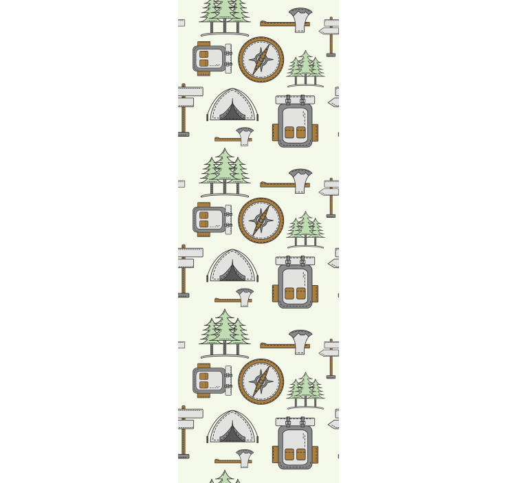 Cortina roller infantil bolsa de camping, brújula, linterna - TenVinilo