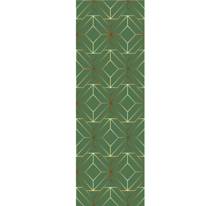 Cortina roller moderno cuadrados verdes metálicos con oro - TenVinilo