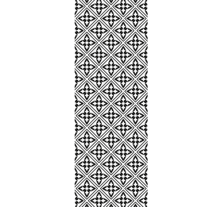 Cortina roller negra azulejos florales - TenVinilo
