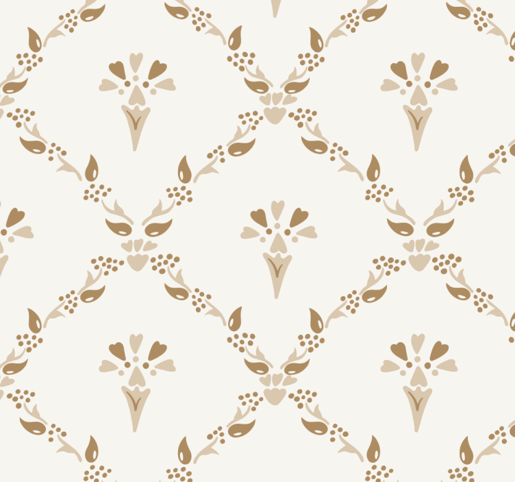 Cortina roller beige con patrón floral hexagonal - TenVinilo