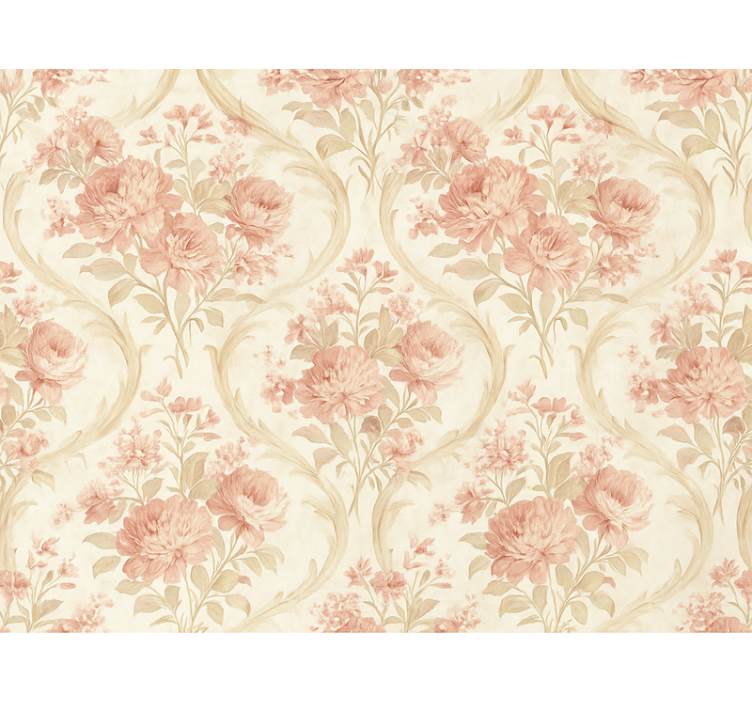 Cortina roller rosa diseño de flores vintage desgastadas - TenVinilo