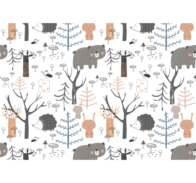 Cortina roller blanca bosque escandinavo con animales - TenVinilo