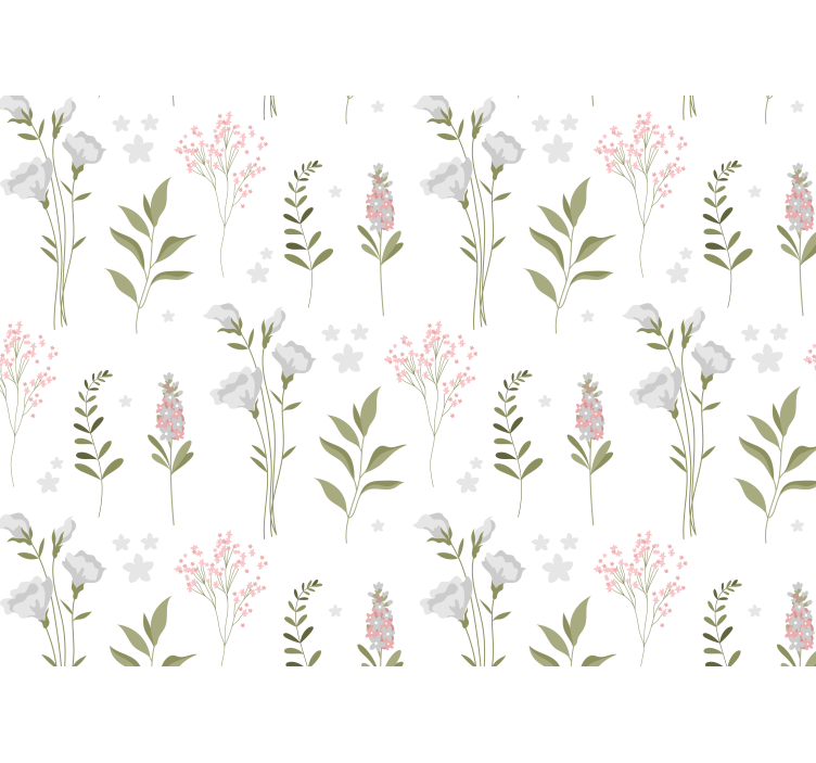 Cortina roller blanca patrón minimalista de flores - TenVinilo