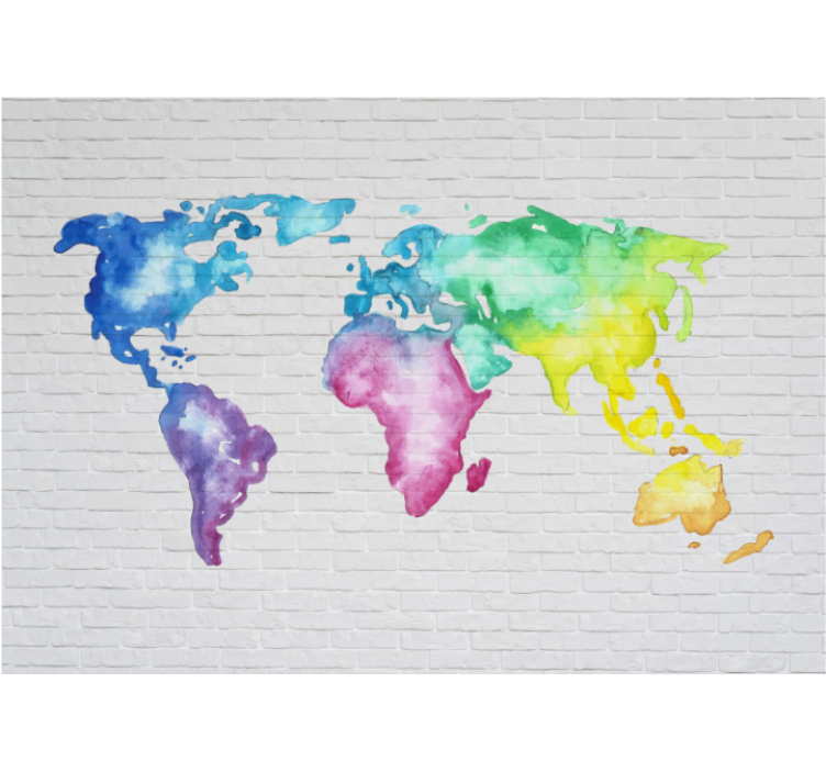 Cortina roller blanca mapa mundial colorido - TenVinilo