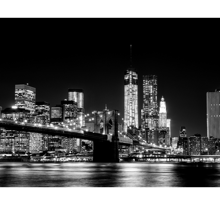 Cortina roller negra fotomural nueva york río este - TenVinilo