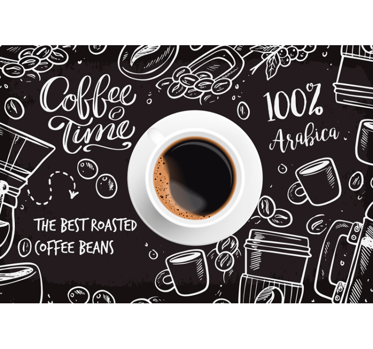 Cortina roller negra imágenes de café - TenVinilo