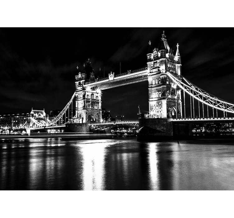 Cortina roller negra puente de londres de noche - TenVinilo