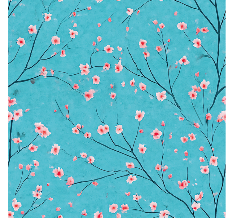 Cortina roller azul flores de cerezo teal - TenVinilo