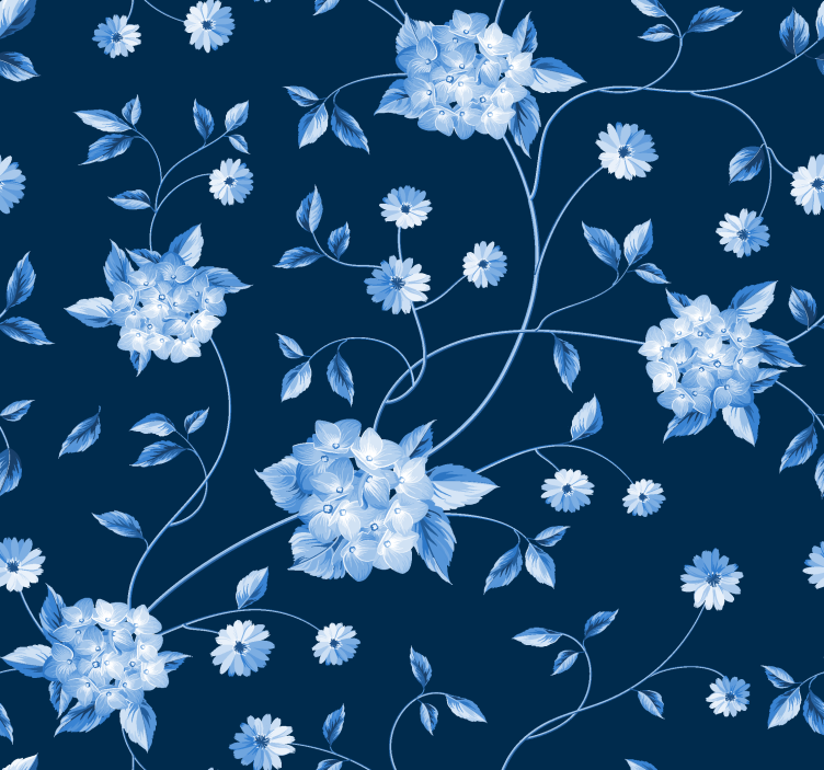 Cortina roller azul tallos de flores - TenVinilo