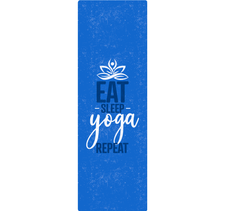 Cortina roller azul comer dormir yoga repetir - TenVinilo
