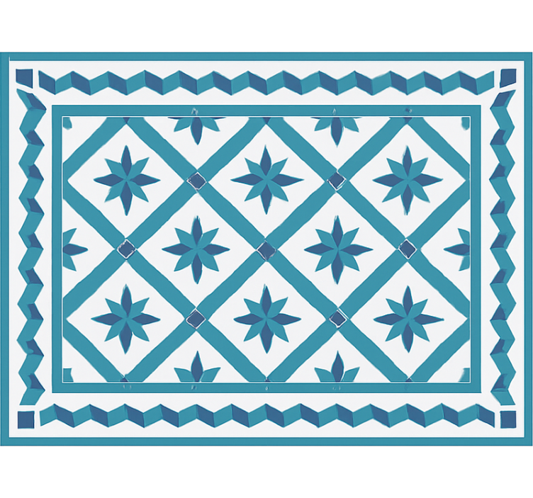Cortina roller azul azulejos de estrellas geométricas - TenVinilo
