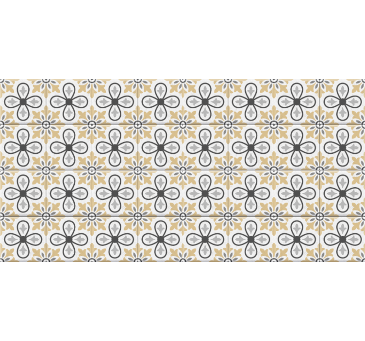 Cortina roller beige azulejos retro de cocina - TenVinilo