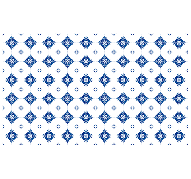 Cortina roller habitación azulejo vintage azul - TenVinilo