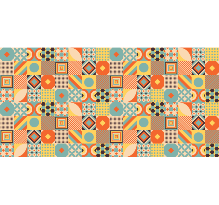 Cortina roller habitación azulejos coloridos - TenVinilo