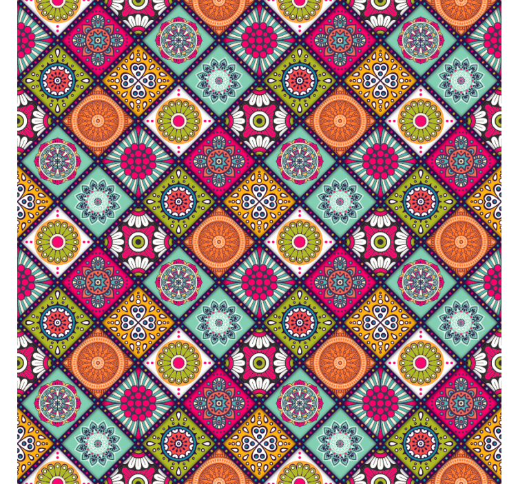 Cortina roller habitación patrón mandala colorido - TenVinilo