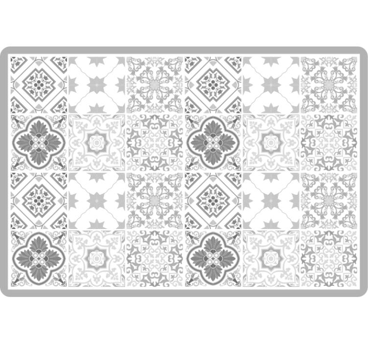 Cortina roller habitación patrón de azulejos gris marroquí - TenVinilo