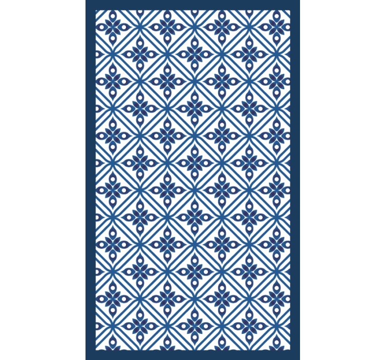 Cortina roller habitación patrón japonés azul y blanco - TenVinilo