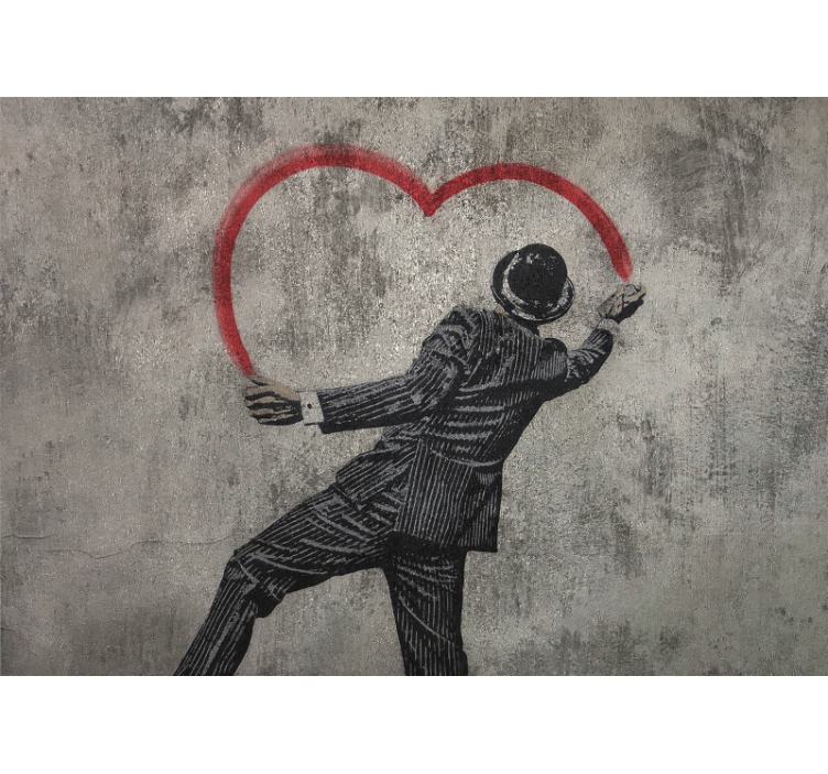 Cortina roller gris grafiti corazón de banksy - TenVinilo