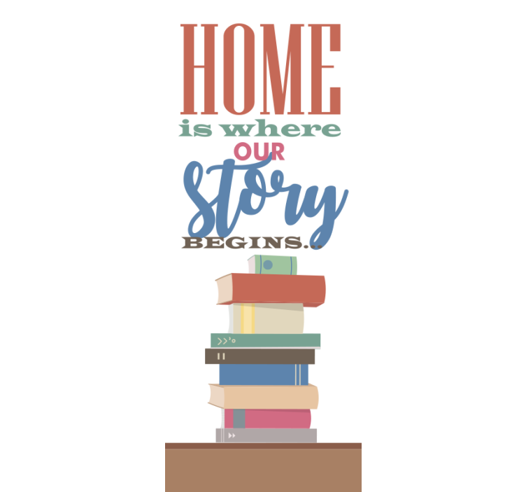 Cortina roller frase la historia del hogar comienza aquí - TenVinilo