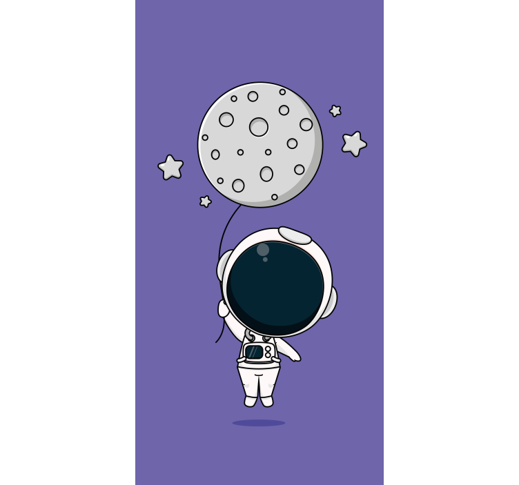 Estor dibujos Astronauta blanco y negro con un globo lunar. - TenVinilo