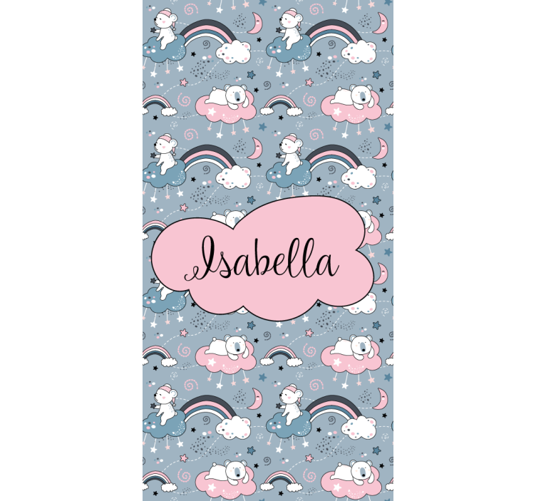 Cortina roller infantil oso arcoiris con nombre - TenVinilo