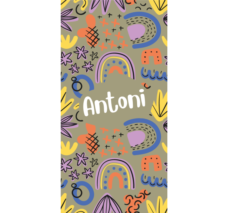 Cortina roller infantil arcoíris geométricos con nombre - TenVinilo