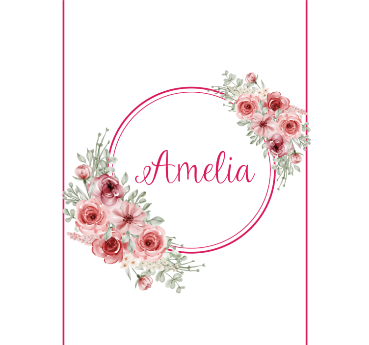 Estor personalizable Circulo rosa con flores y nombre - TenVinilo
