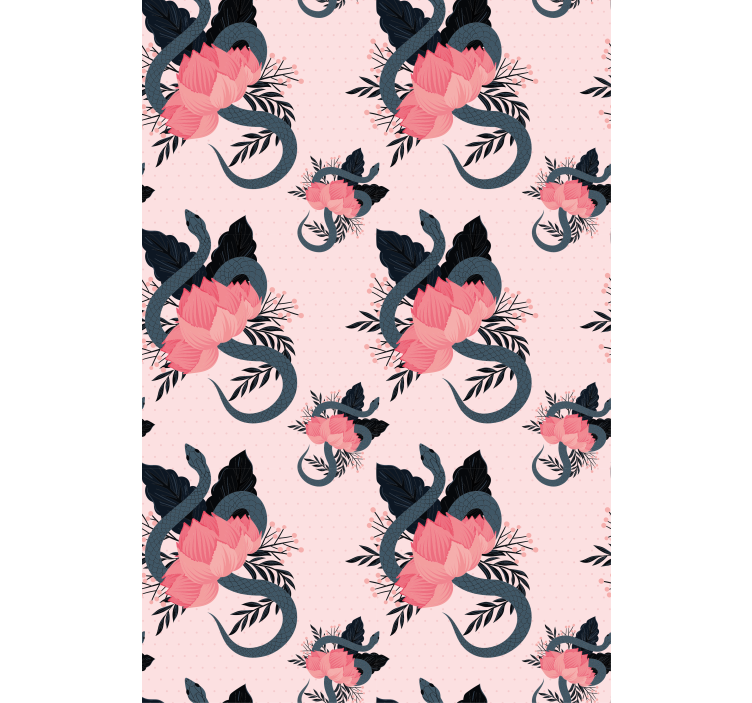 Cortina roller flores diseño floral y de serpiente - TenVinilo