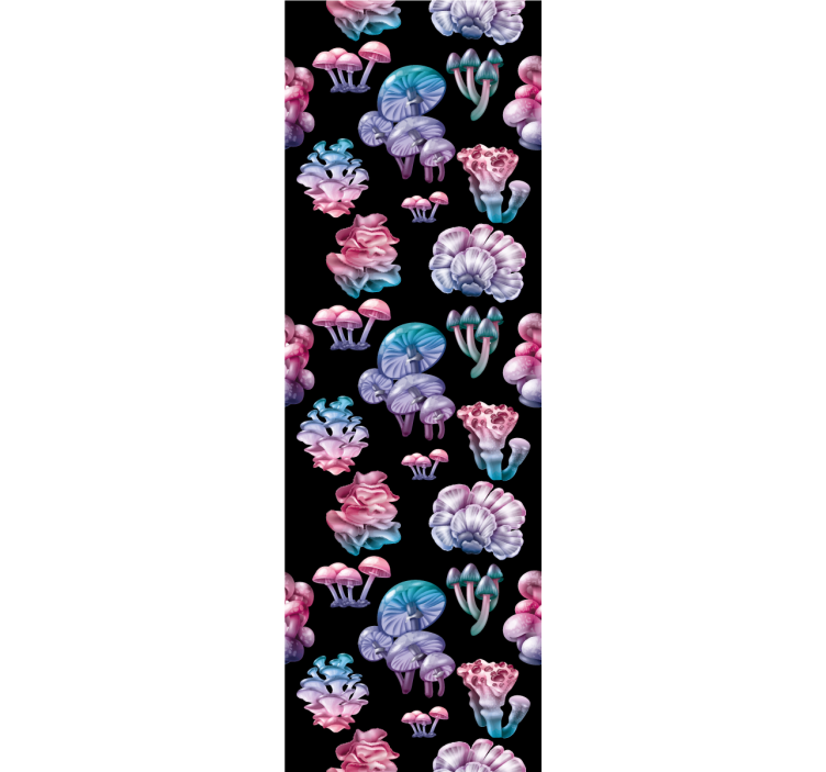 Cortina roller patrones de hongos coloridos - TenVinilo