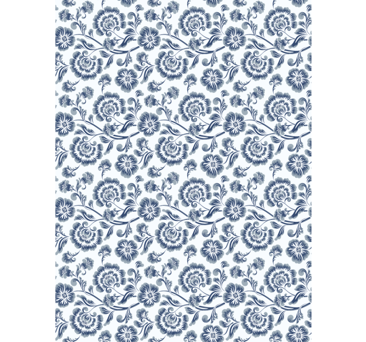 Cortina roller floral elegante tema gris - TenVinilo