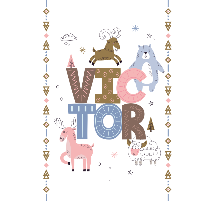 Cortina roller nórdico diseño animal infantil con nombre - TenVinilo