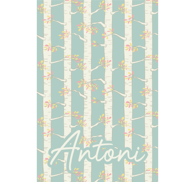 Cortina roller árboles abedules con nombre - TenVinilo