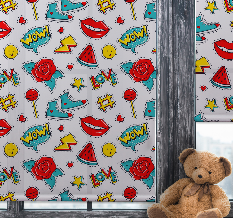 Cortina roller divertida patrones de la cultura pop - TenVinilo