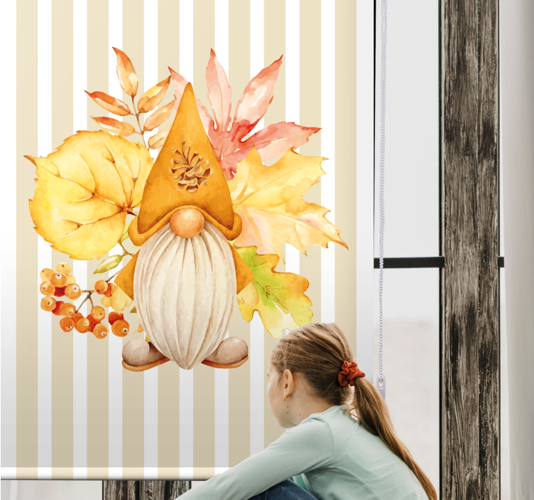 Cortina roller exhibición de gnomos de otoño - TenVinilo