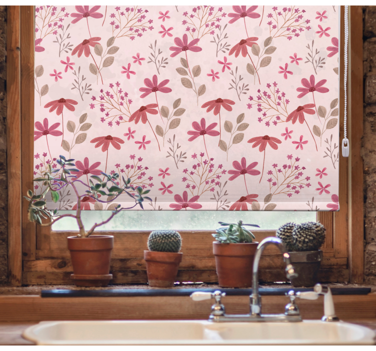 Cortina roller flores arreglo botánico alegría - TenVinilo