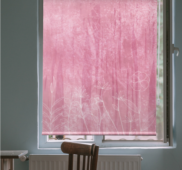 Cortina roller flores diseño de silueta floral - TenVinilo