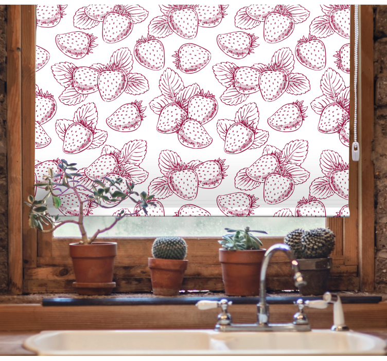 Cortina roller frutas patrón rojo fresa - TenVinilo