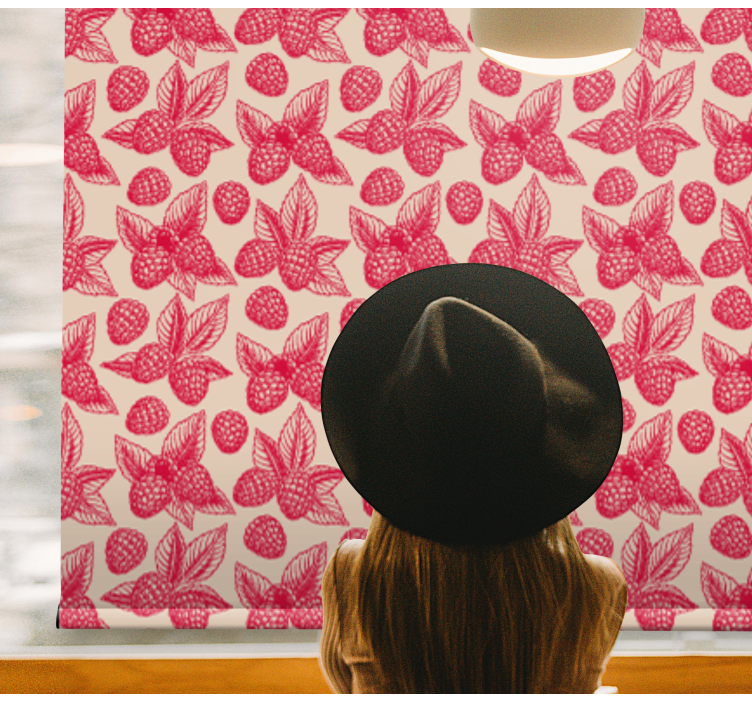 Cortina roller frutas patrón de hoja de frambuesa - TenVinilo
