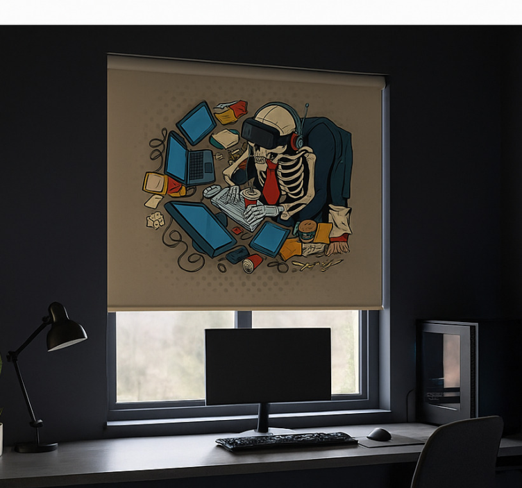 Cortina roller geek jugador retro esqueleto - TenVinilo