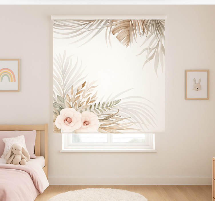 Cortina roller infantil diseño floral bohemio - TenVinilo