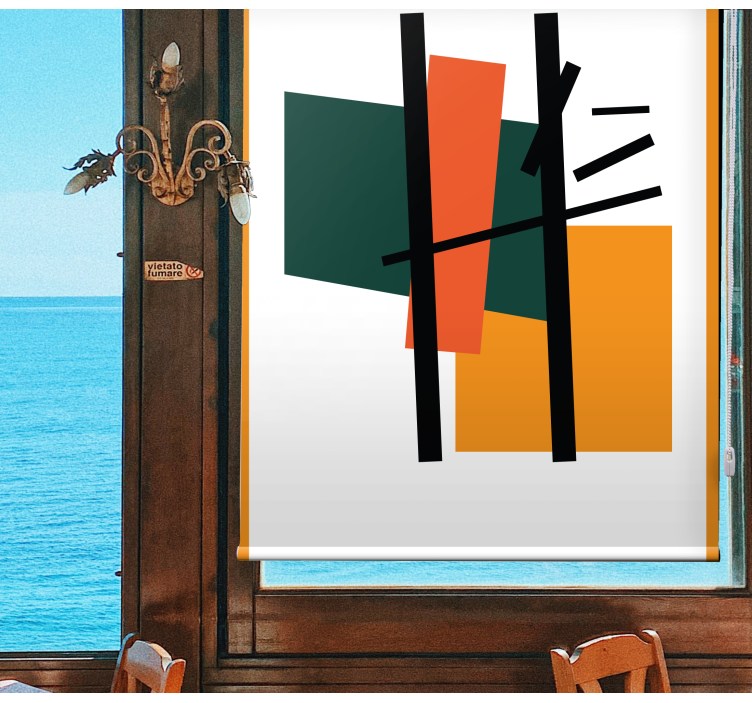 Cortina roller moderno composición de bloques geométricos - TenVinilo