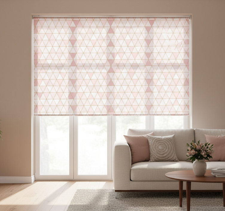 Cortina roller moderno líneas doradas y colores claros - TenVinilo