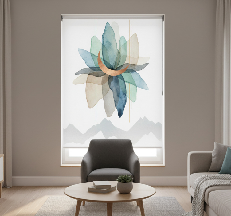 Cortina roller nórdico paisaje montañoso colorido - TenVinilo