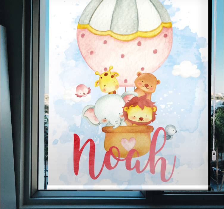 Cortina roller personalizable aventura en globo aerostático - TenVinilo