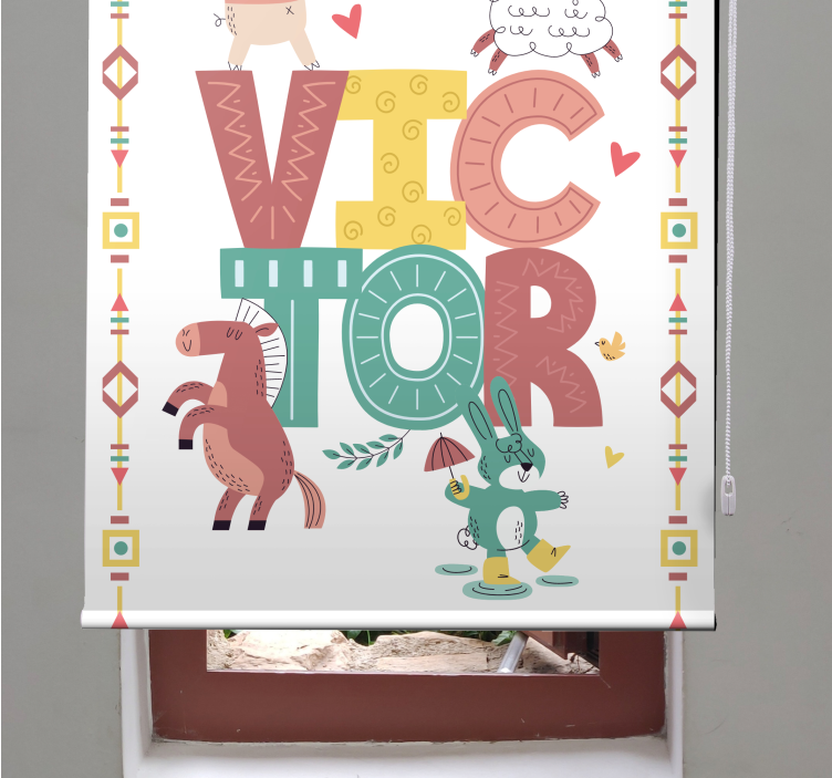 Cortina roller infantil animales boho con nombre - TenVinilo