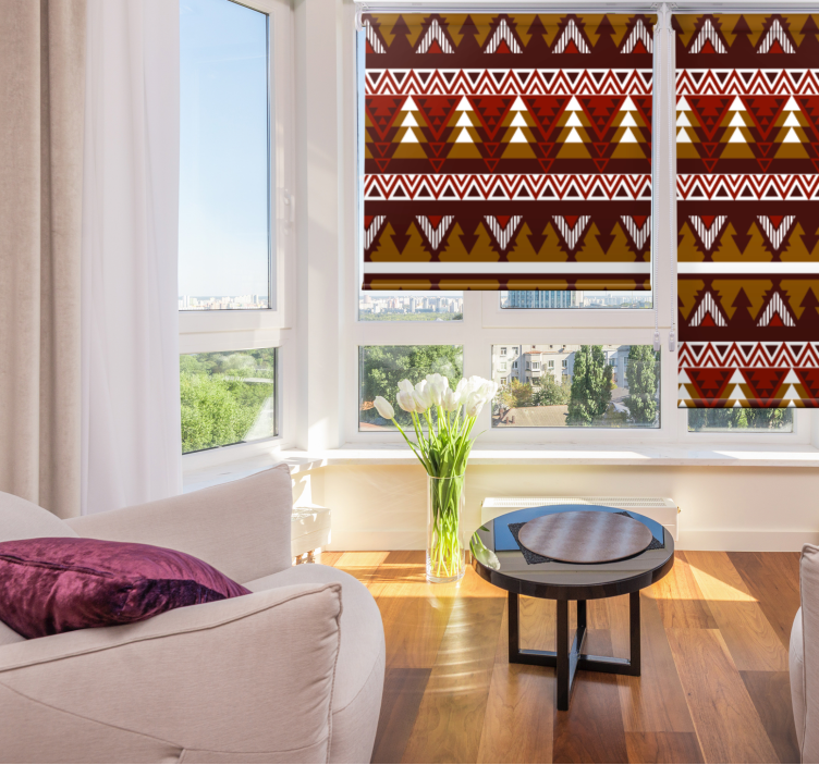 Cortina roller nórdico patrón geométrico de bosque - TenVinilo