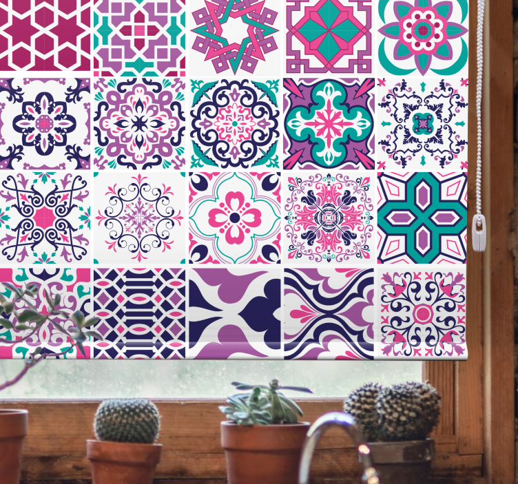 Cortina roller textura patrón de mosaico geométrico - TenVinilo