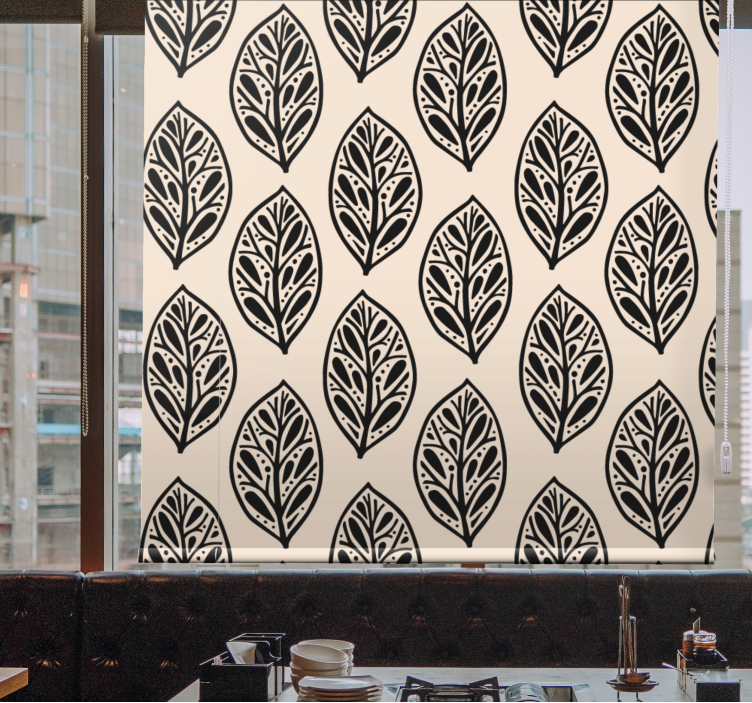 Estor flores Hojas negras lindas - TenVinilo